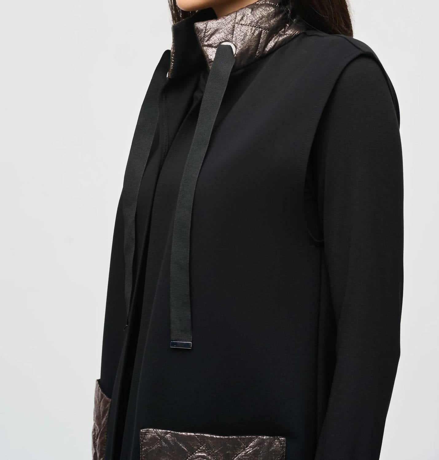 Joseph Ribkoff - Heavy Knit And Metallic Quilting Vest