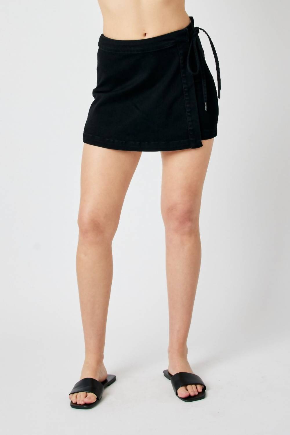 Judy Blue - High Waist Back Denim Stretchable Skirt Tie Skort