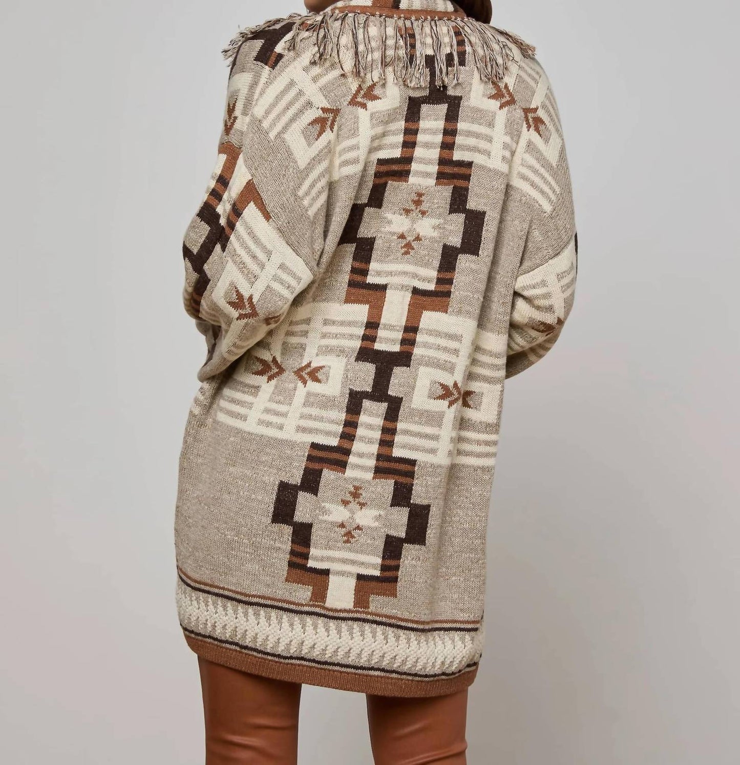 L'Agence - Jair Jacquard Fringe Cardigan