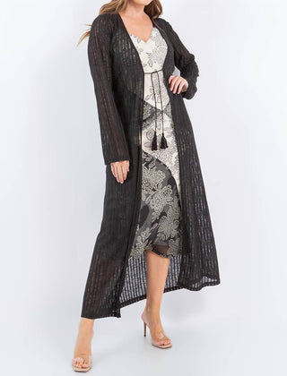 Paparazzi - Needle Out Knit Tie Front Maxi Duster