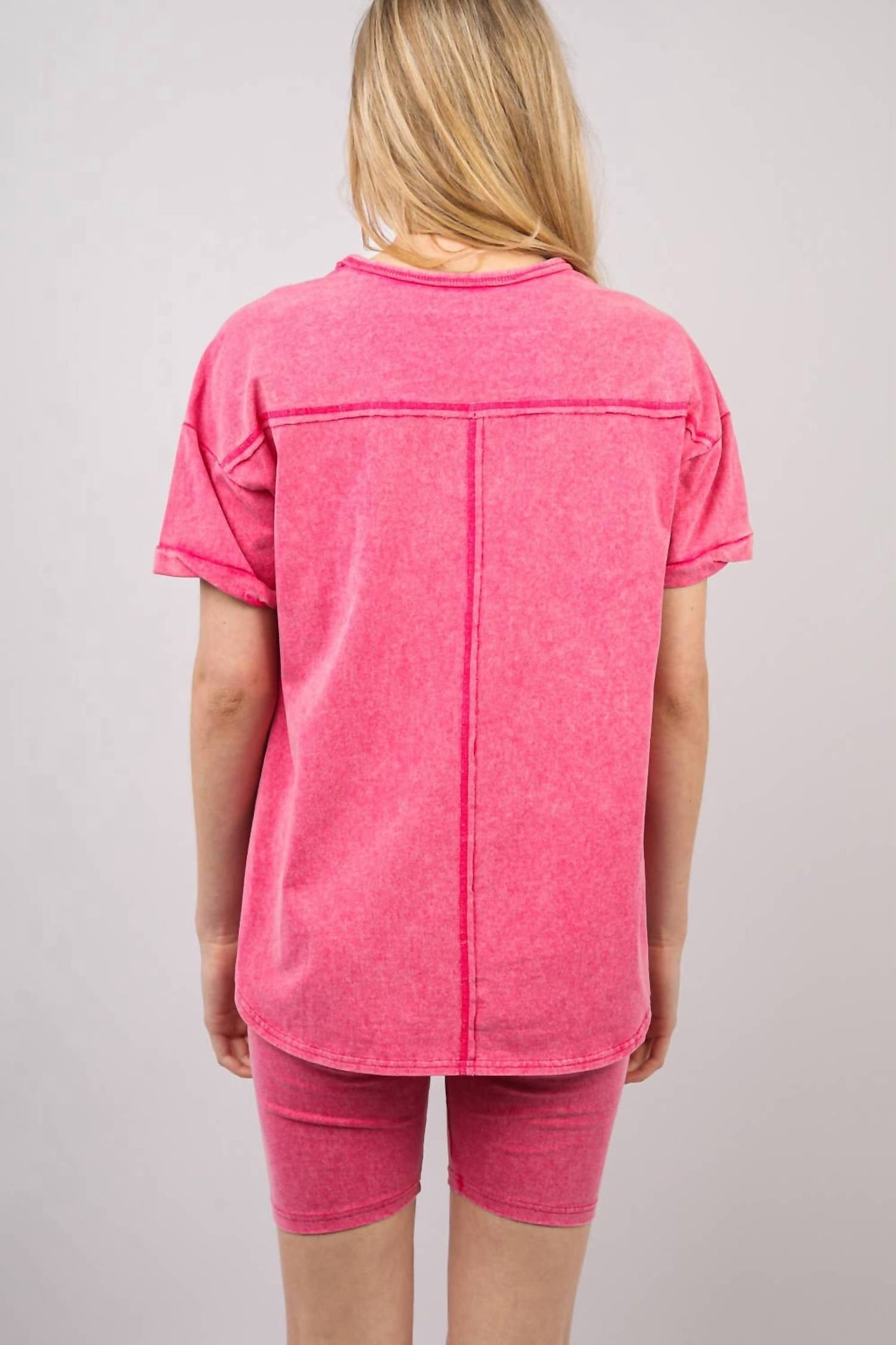 Very J - Washed Stretchy Knit Activewear Top & Shorts