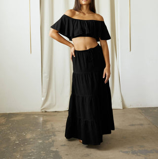 Blanco By Nature - Flowy Long Drawstring Skirt