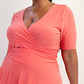 The Curve La - Plus Size Knit Surplice Midi Dress With Full Skirt