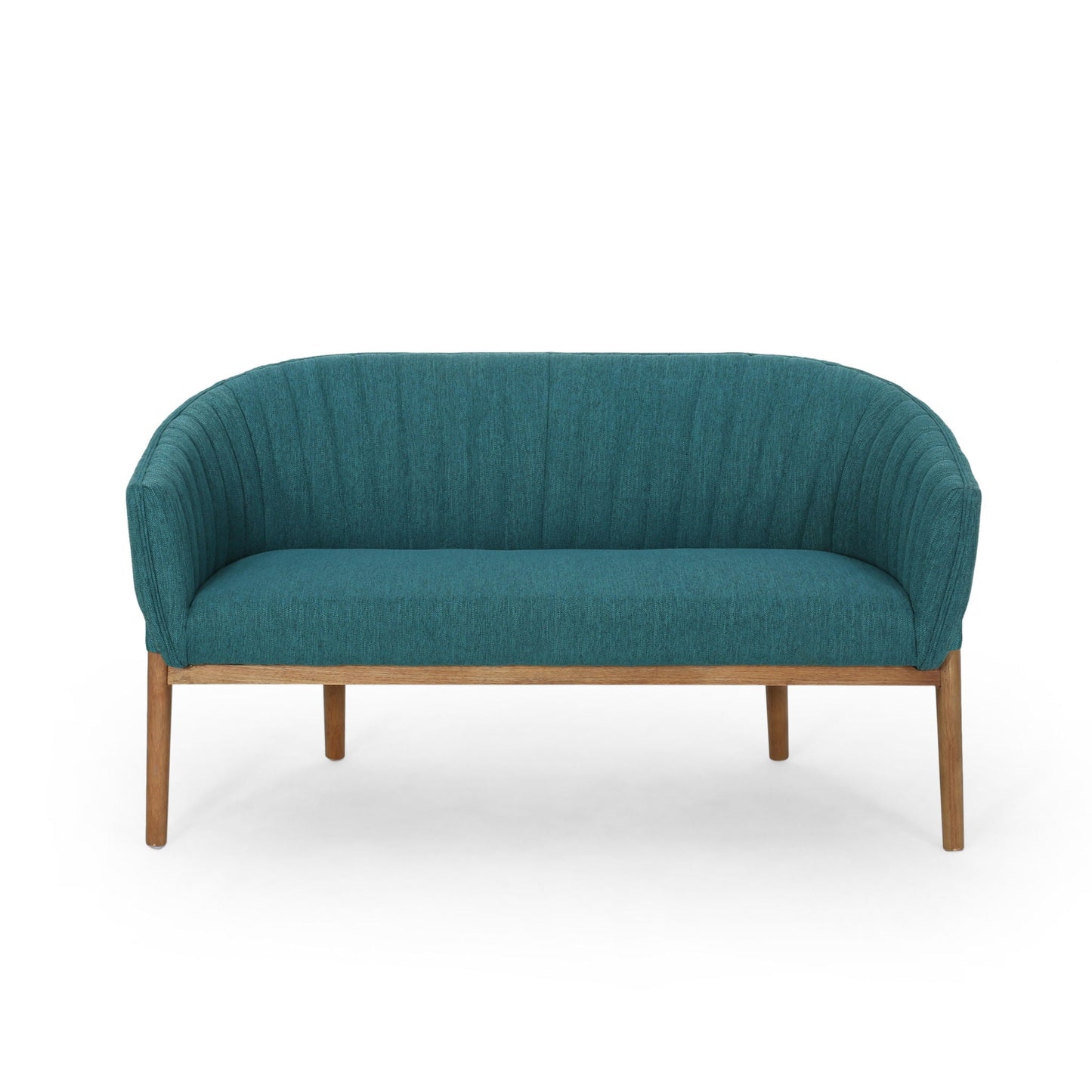 Mid Century Modern Loveseat With Channel Stitched Backrest