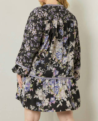 Entro - Floral Print Long Sleeve Mini Dress