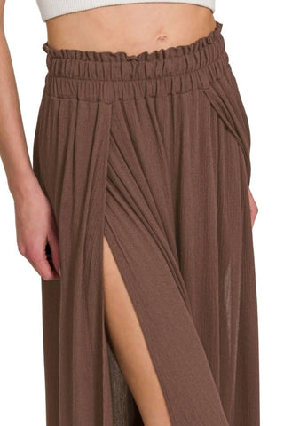 Zenana - Woven Crinkle Gauze Long Skirt
