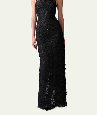 Carolina Herrera - Lace Sequined Strapless Gown