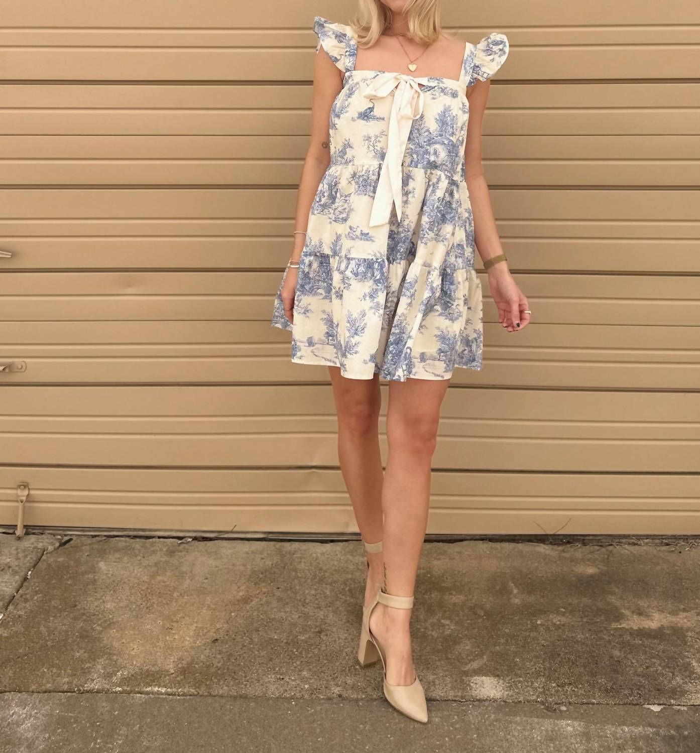 Aureum - Caroline Toile Ruffle Mini Dress