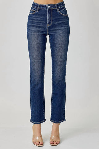 Risen - Mid Rise Ankle Straight Slim Jeans