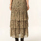 Bash - Midi Printed Ruffled Skirt