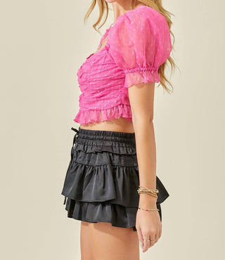 Day + Moon - Ruched Front Cropped Top