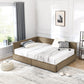 Mid-Century Storage Upholstered Tufted Bed Frame with Backrest and Armrests