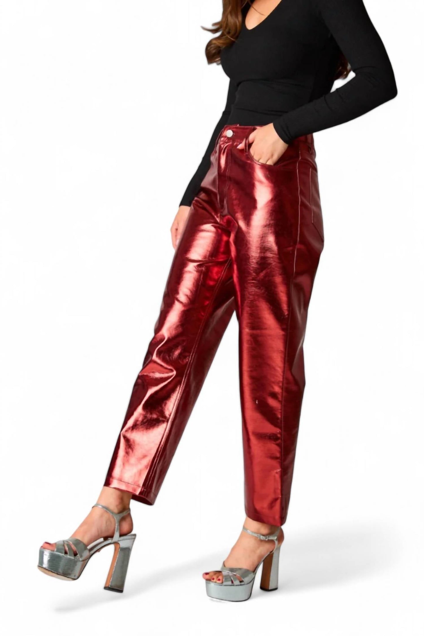 Buddylove - Travolta High-Rise Metallic Pants