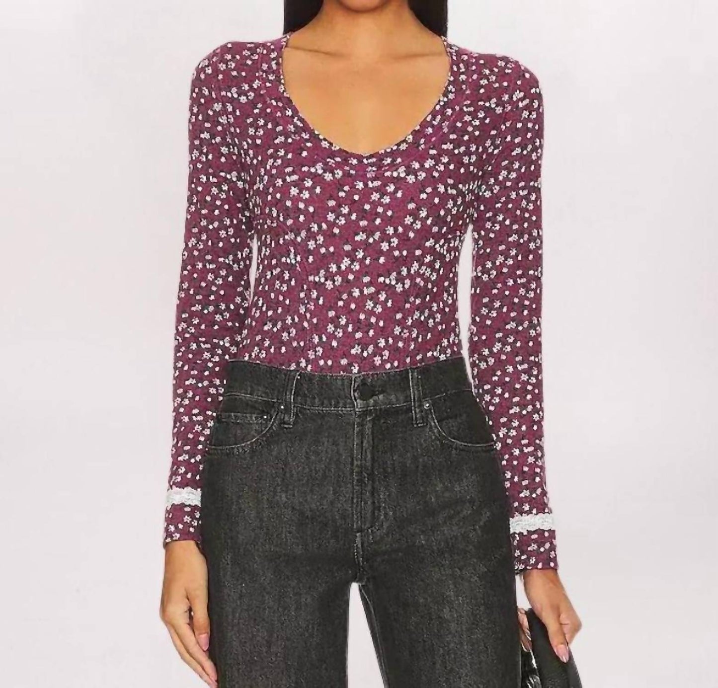 Free People - Women's Long Sleeve Ditsy Floral Sugar Dreams Bodysuit