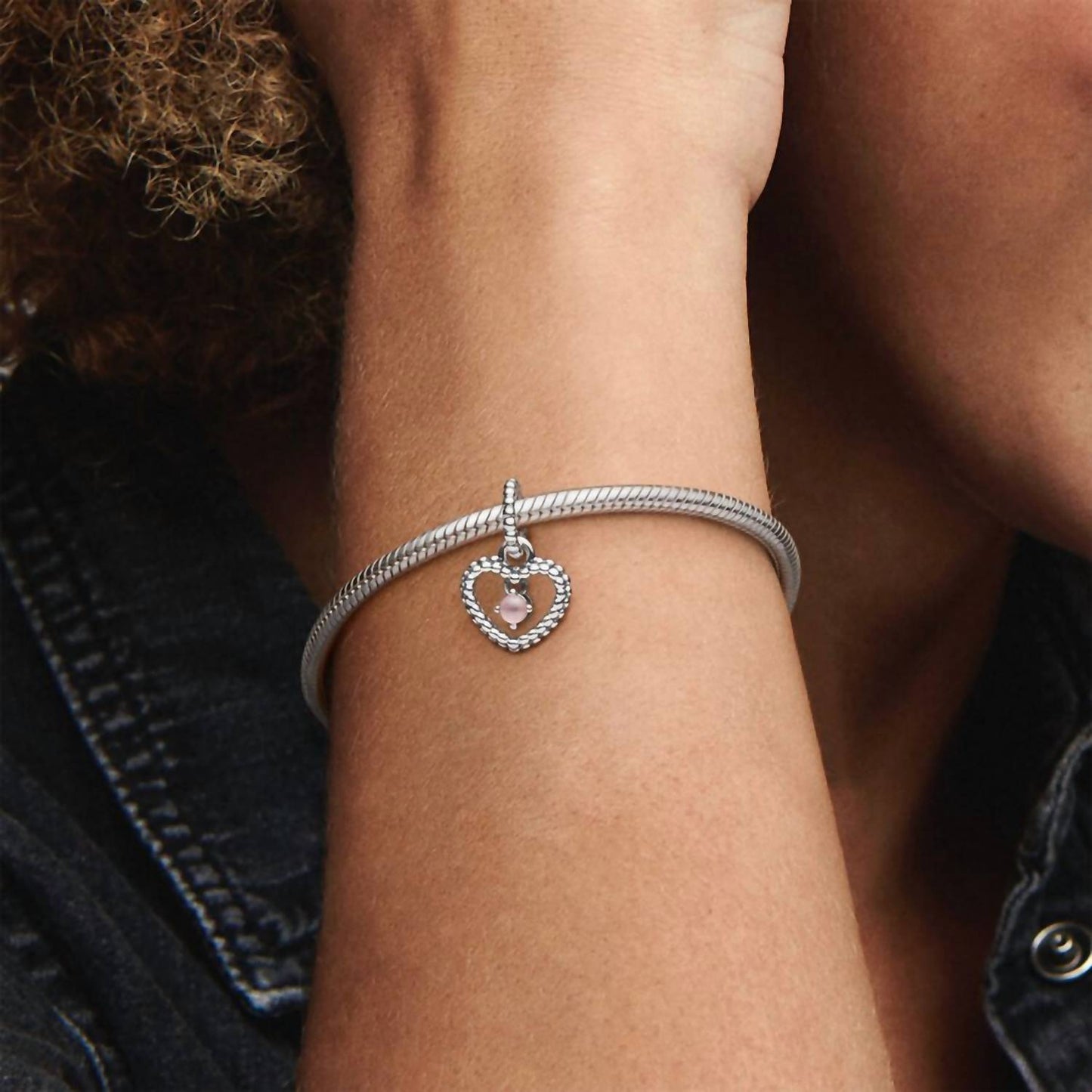 Pandora - June Beaded Heart Dangle Charm