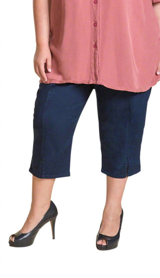 On The Plus Side - Cotton Stretch Twill Crop Pants - Plus