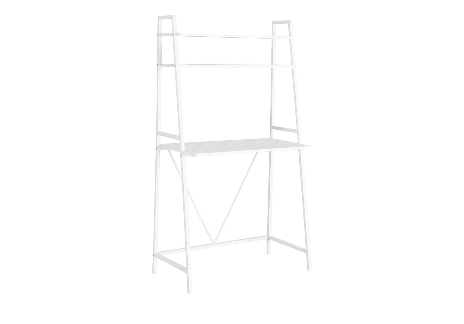 Computer Desk for Home Office, Laptop & Storage Shelves - White