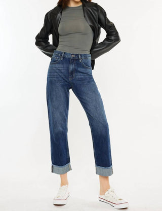 Kancan - High Rise Cuffed Straight Leg Jean