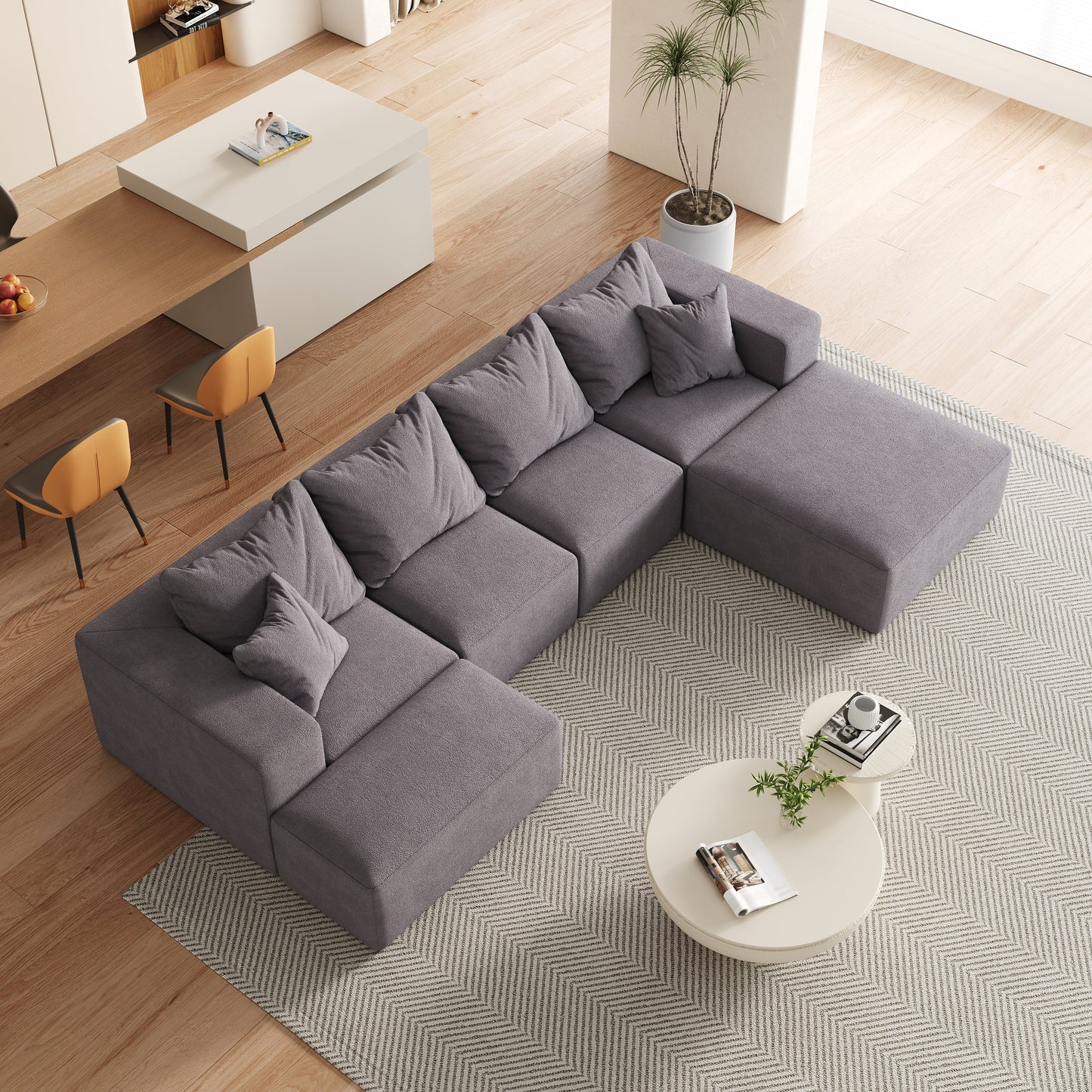 Modern Upholstered Sectional Boneless Couch Set