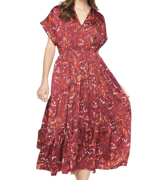 Entro - Satin Printed Midi Dress