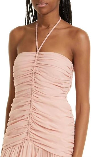 Veronica Beard - Lucine Ruched Silk-crepon Halterneck Maxi Dress