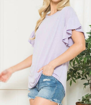 Acting Pro - Solid Ruffle Sleeve Top