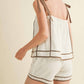 &Merci - Haley Contrast Piping Tie Shoulder Top And Shorts Set