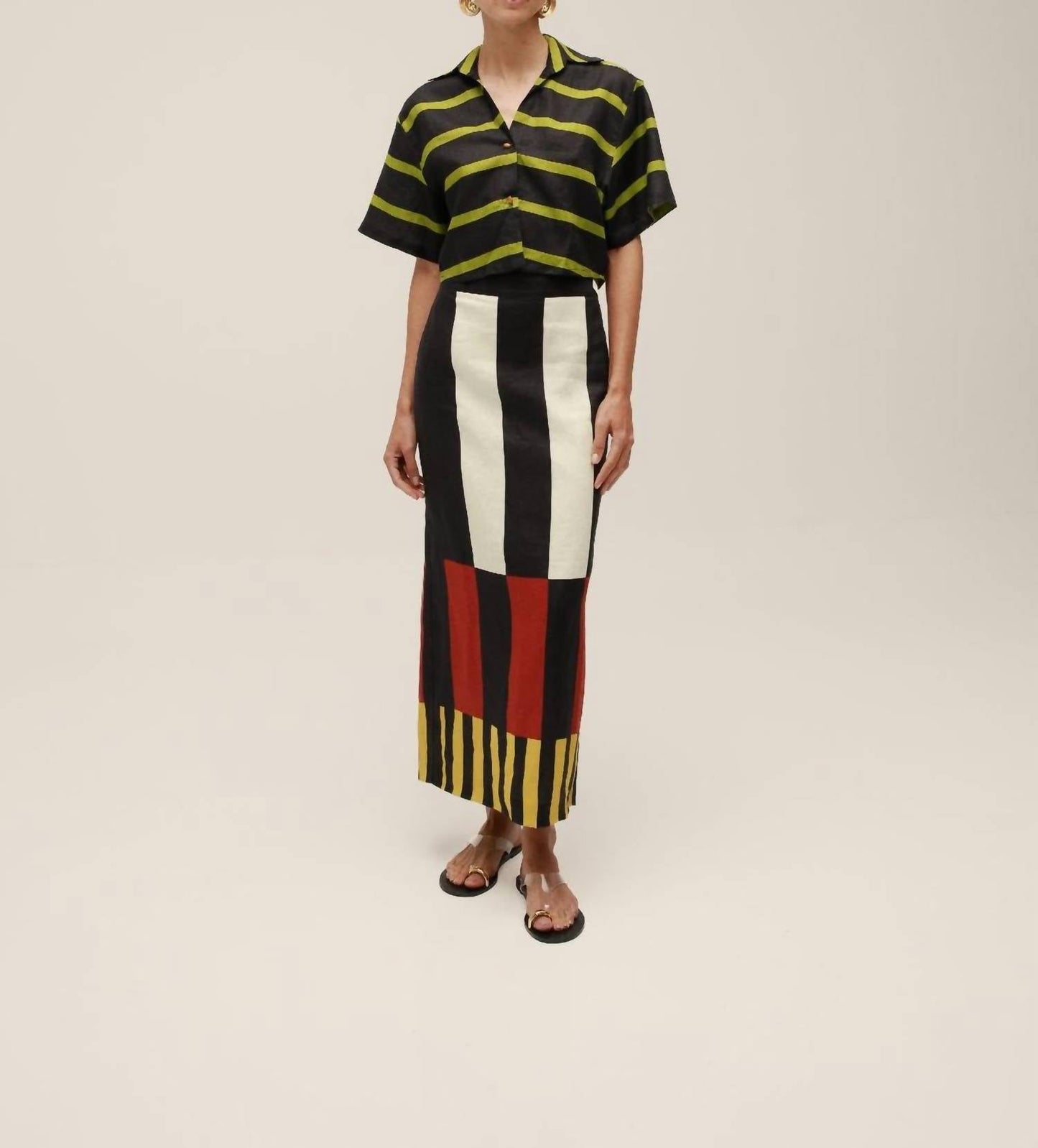 Cala De La Cruz - Manaos Button Front Stripe Top