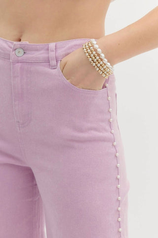 Entro - Dripping Pearl Denim Pants