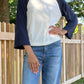 Bobi - Color Block Crew Neck Raglan Top