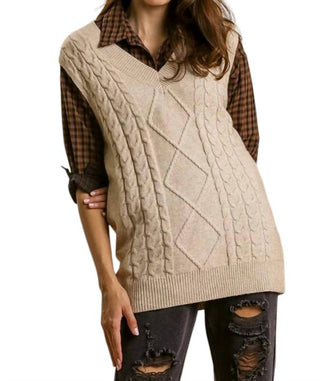 Umgee - Cable V-neck Sweater Vest
