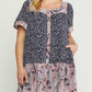 Entro - Mixed Print Square Neck Dress - Plus