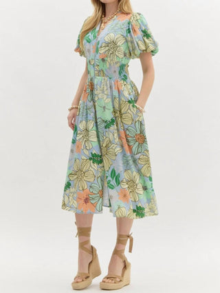 Entro - Big Florals Midi Dress
