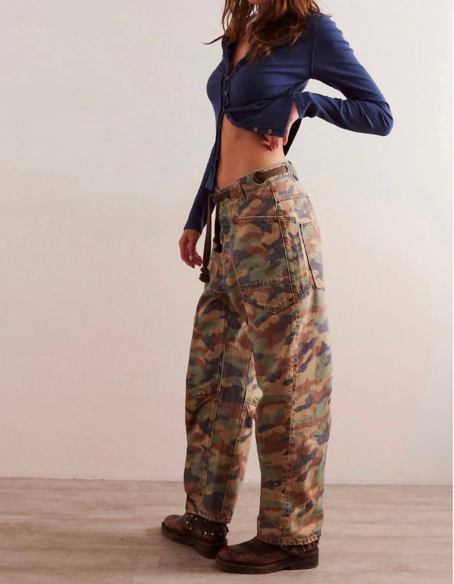 Free People - Moxie Printed Barrel Jeans