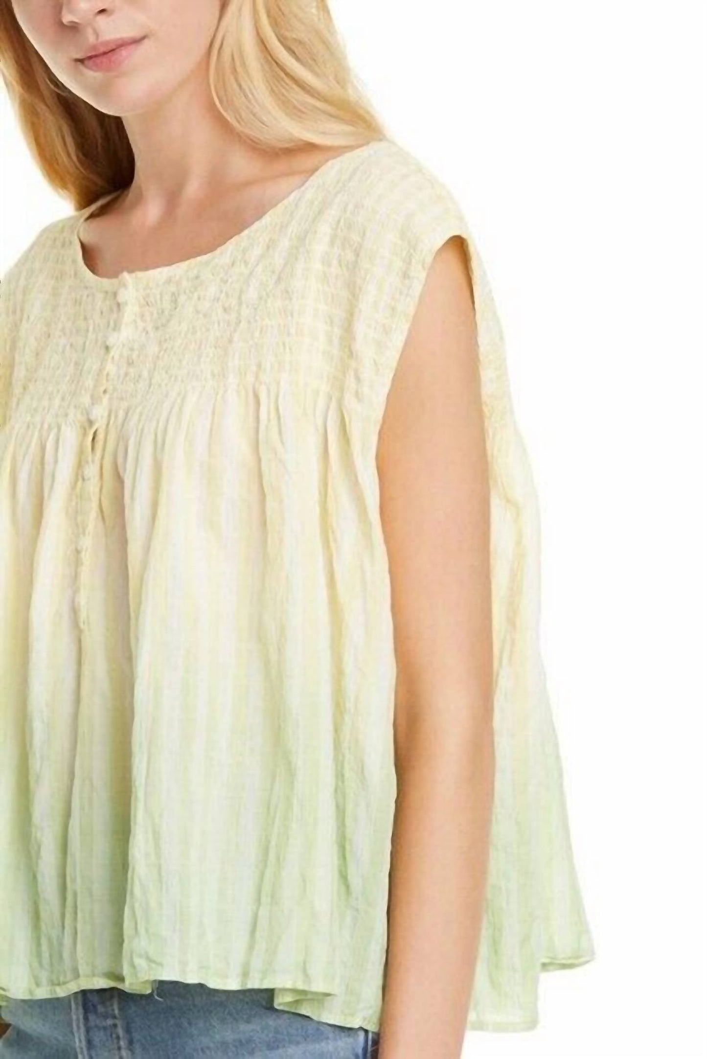 Free People - Cap Sleeves Blend Button Blouse
