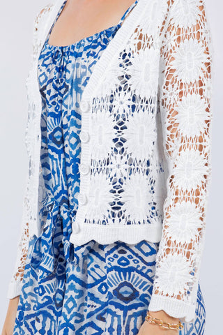 Paparazzi - Crochet Floral Pattern Crop Cardigan