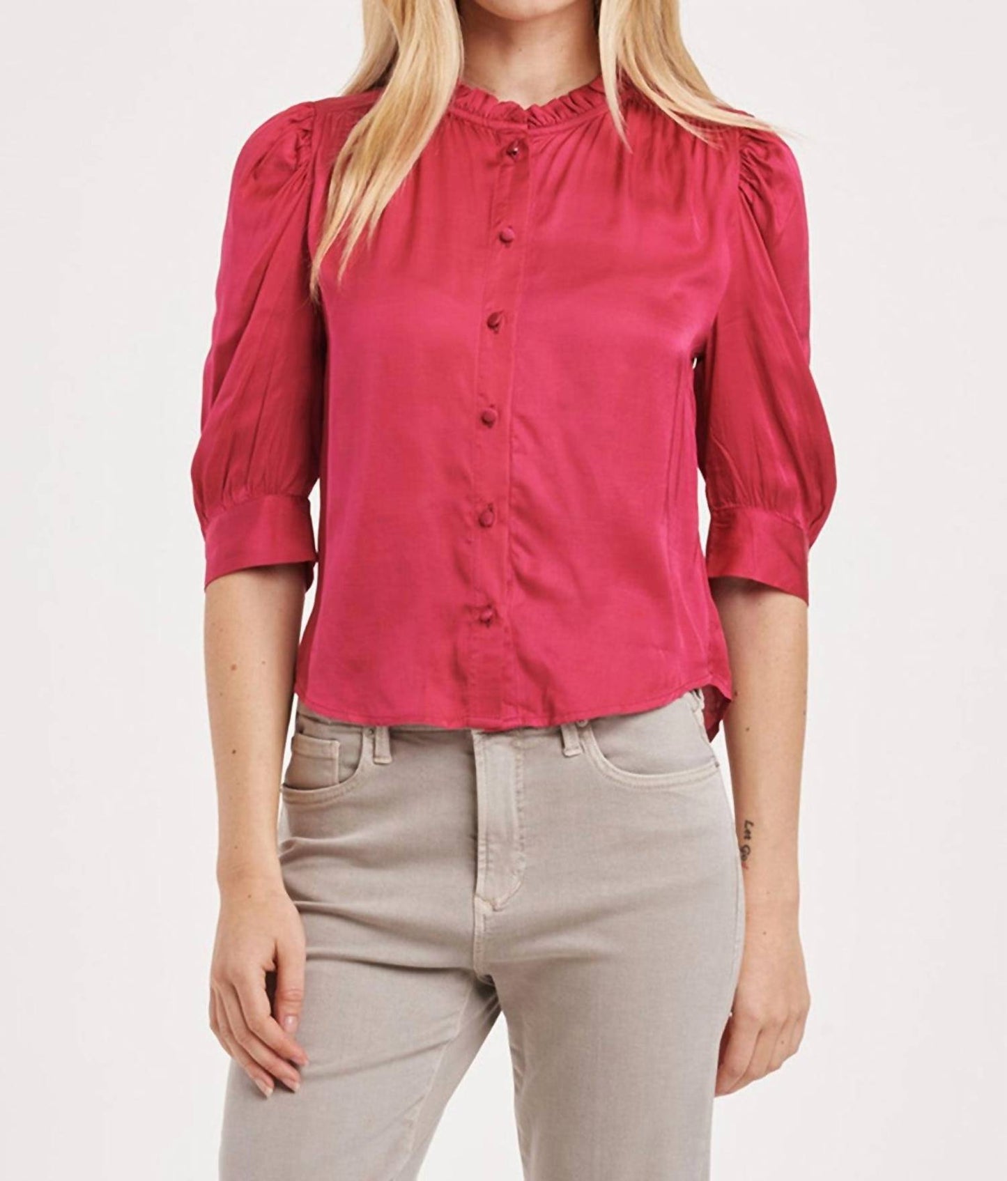 Another Love - Nima Ruffle Neck Button Up Blouse
