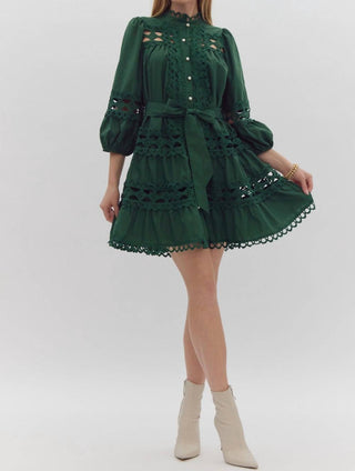 Entro - Pearl Detail Short Lace Dress