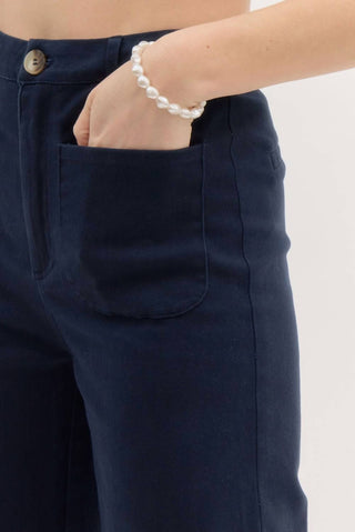 Entro - High Waisted Wide Leg Ankle Length Pants