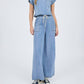 Blu Pepper - Washed Chambray Boat Neck Short Sleeve Crop Top