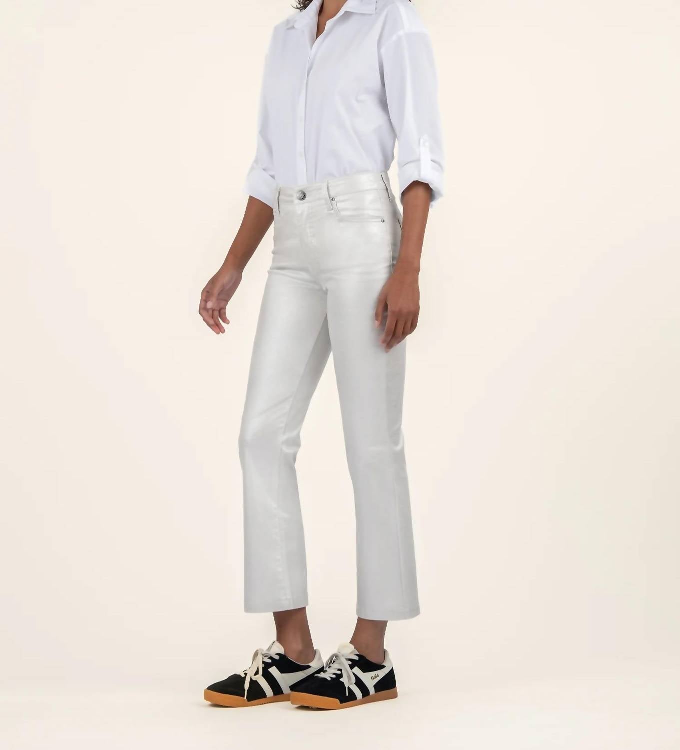 Kut From The Kloth - Kelsey Coated High Rise Fab Ab Ankle Flare Jeans