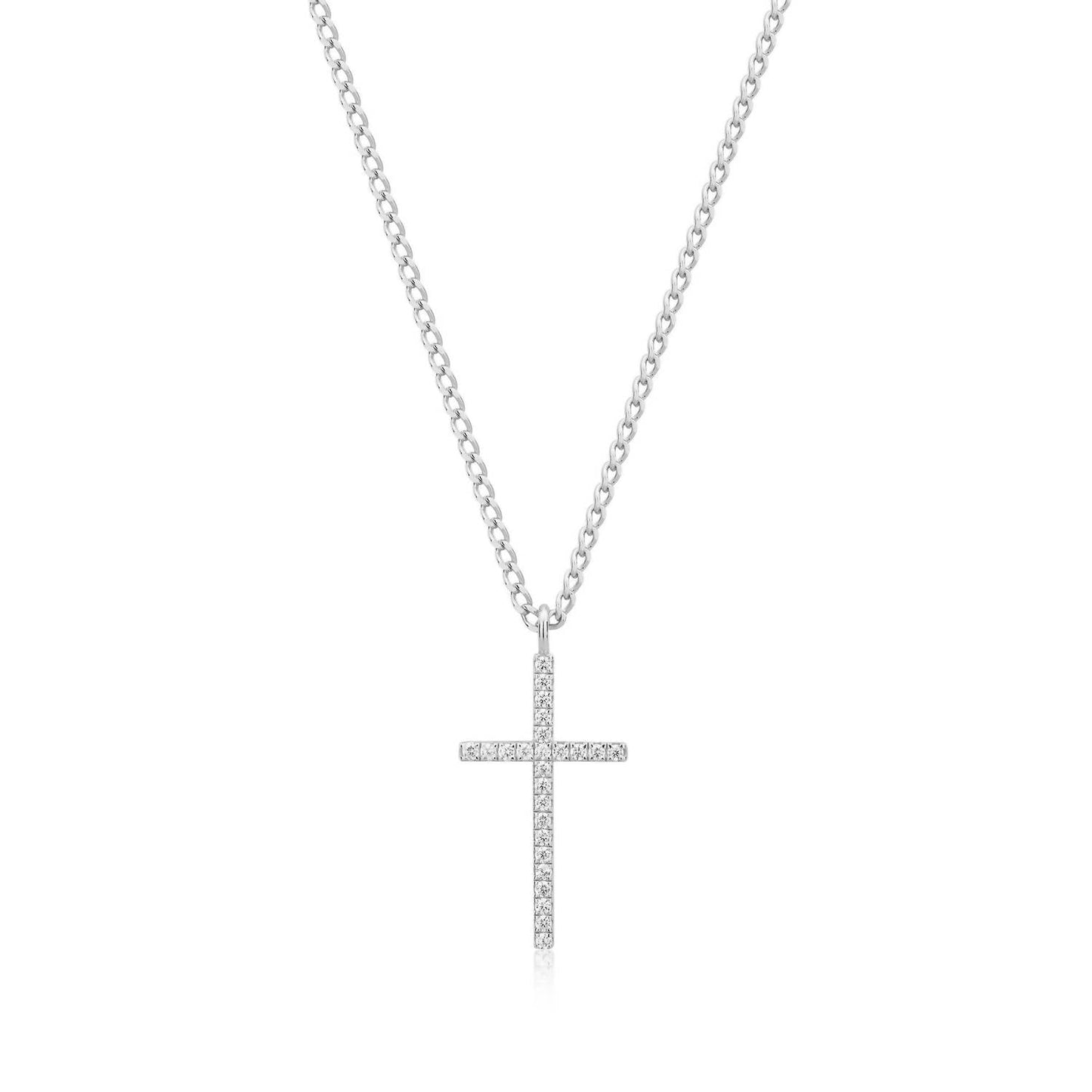Eklexic - Women's Cz Cross Pendant Necklace
