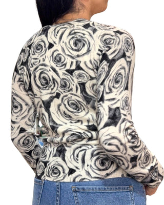 Autumn Cashmere - Rose Print Crew Sweater