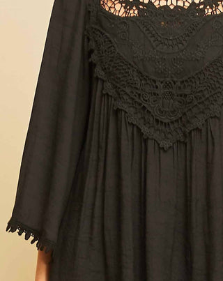 Entro - Crochet Lace Flare Sleeve Top - Plus