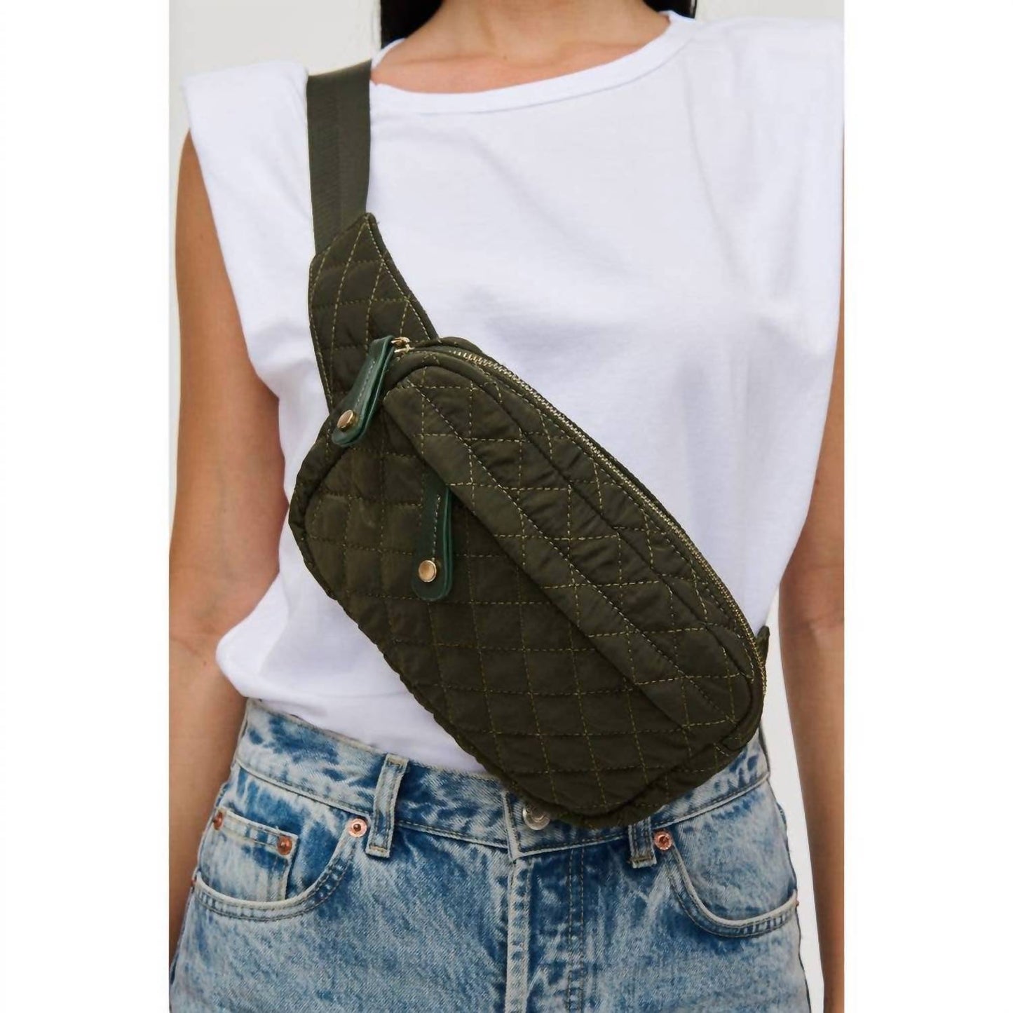 Urban Expressions - Teo Quilted Nylon Fanny Pack Belt Bag Sling Bag