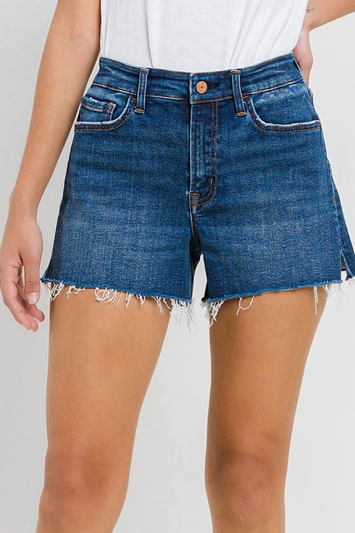 Vervet By Flying Monkey - High Rise Slit Raw Hem A-line Short