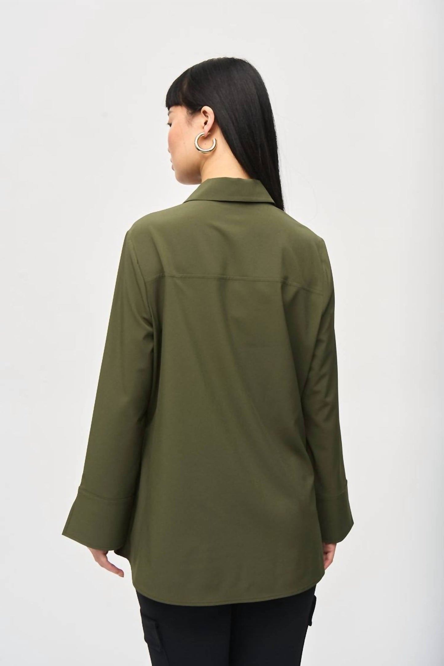 Joseph Ribkoff - Woven Button-Down Blouse With Pockets
