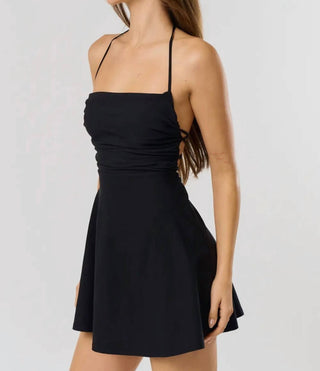 Blue Blush - Bailey Lace Up Back Mini Dress