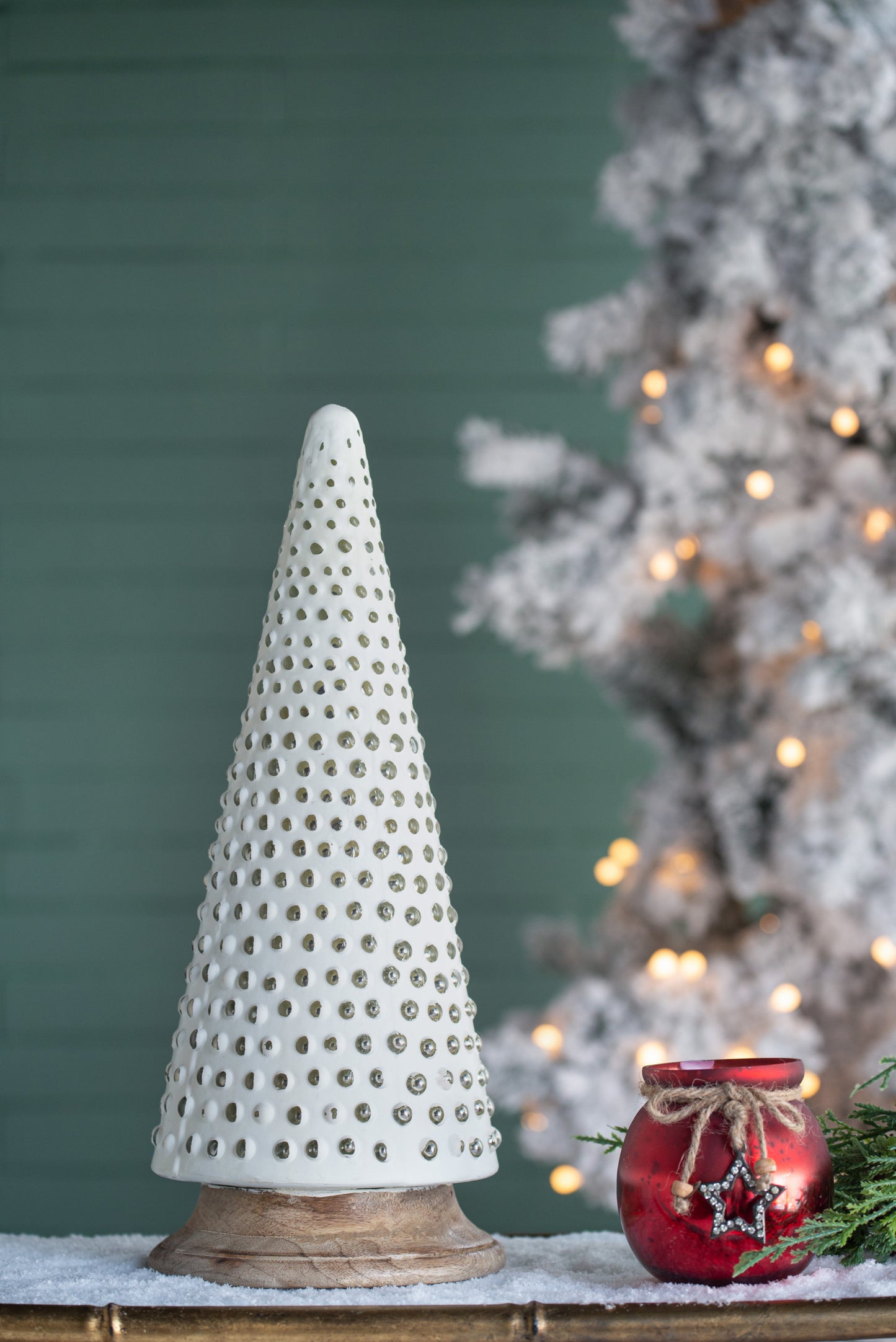 Shimmery Cream Glass Textured Tabletop Tree