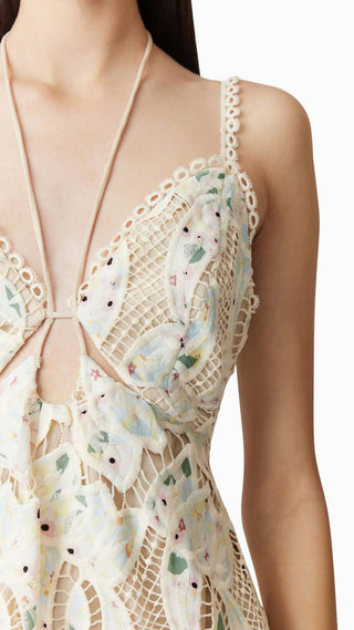 Elliatt - Elliatt Kyla Eyelet Halter Mini Dress